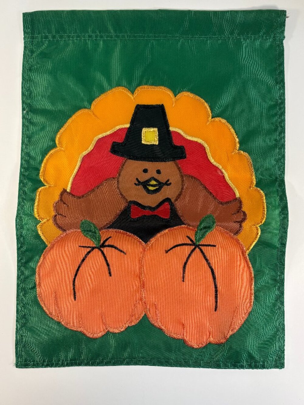 Cute Fall Garden Flag w/ Turkey & Pumpkins